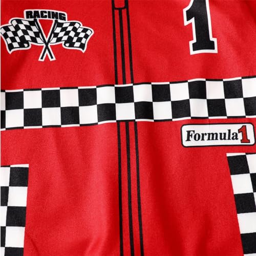 Happidoo Baby Boy 1st Birthday Outfit One Year Old Birthday Clothes Boy Race Car Driver Romper (Red,12-18 Months) - Image 4