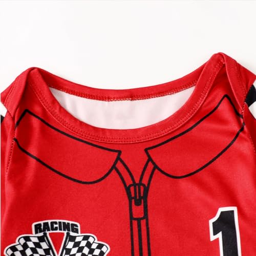 Happidoo Baby Boy 1st Birthday Outfit One Year Old Birthday Clothes Boy Race Car Driver Romper (Red,12-18 Months) - Image 5