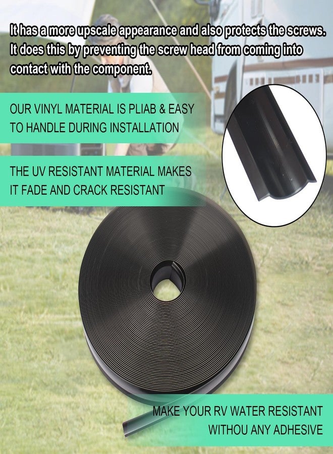 CVILL 1" Black Vinyl Trim Molding Screw Cover RV Boat Camper Travel Trailer (25 ft) - Image 5