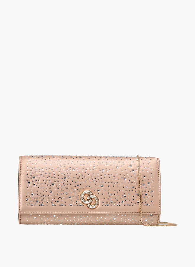 Celeste Embellished Crossbody  Bag with Chain Strap and Button Closure