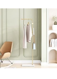 MOMOSO Upgraded Style Thickening Fashionable Gold Color Metal L-Shape Coat Rack Freestanding With Heavy Stable Marble Base Sturdy Coat Rack Stand With 3 Hooks For Clothes Bags Hats Stand For Entryway Bedroom Office Narrow Place Home Hotel H170xL45xW25cm  - Image 5