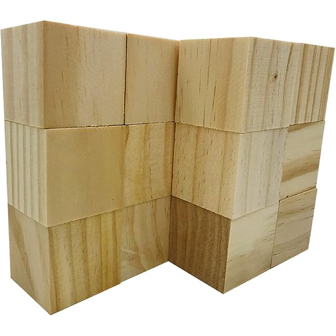 كتل نحت الزيزفون Whittlers ، كتل خشبية غير مكتملة للنحت DIY - 5x5x5 سم - 12 قطعة