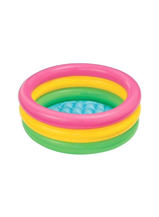 3-Ring Rainbow Portable Inflatable Circular Swimming Pool - Lightweight, Compact & Easy Setup Kiddie Pool for Backyards, Gardens, and Outdoor Fun - Ideal for Kids Ages 3-8, Family Summer Water Parties, with Drain Plug & Repair Patch - Image 1