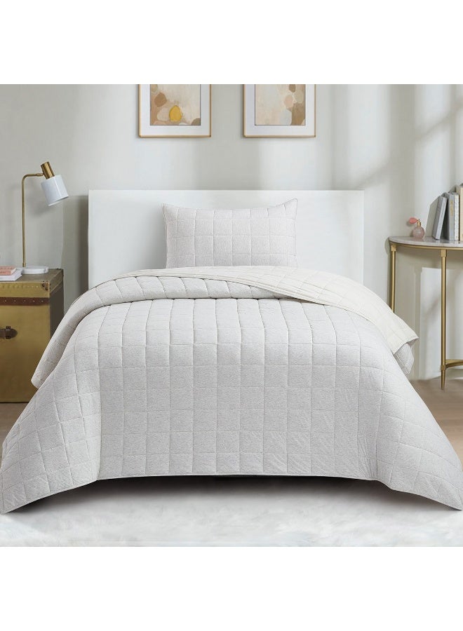 Home Box Knitnook Cotton Jersey 2-Piece Twin Summer Quilt Comforter Set 150 x 220 cm  - Image 3