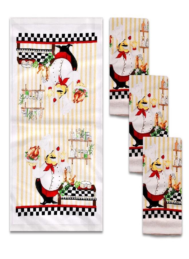 Lobyn Value Packs - Lobyn Value Packs 4 Pack Absorbent Lightweight Kitchen Dish Towels 15x25 Cotton Poly (Chef) - Image 1