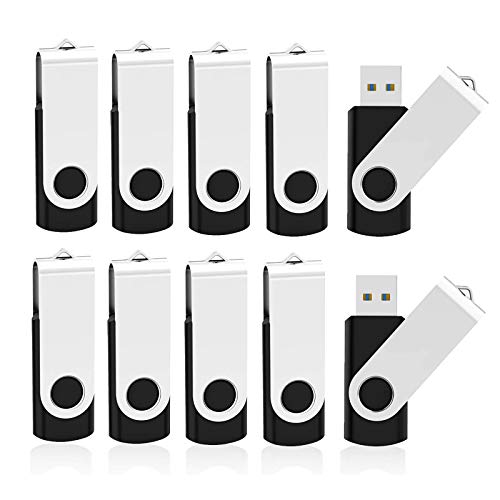 KOOTION 16 GB USB 3.0 Flash Drive 16gb Flash Drives 10pcs Thumb Drive Keychain Jump Drive Swivel Memory Sticks, Black - Image 1