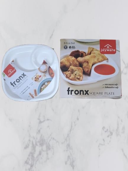 joyware joyware Fronx Square Samosa Plate Set Pack of 6 Microwave Safe Durable Plastic Half Plates  - Image 3