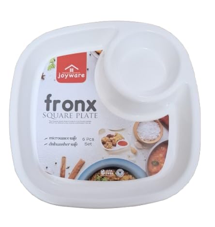 joyware joyware Fronx Square Samosa Plate Set Pack of 6 Microwave Safe Durable Plastic Half Plates  - Image 1