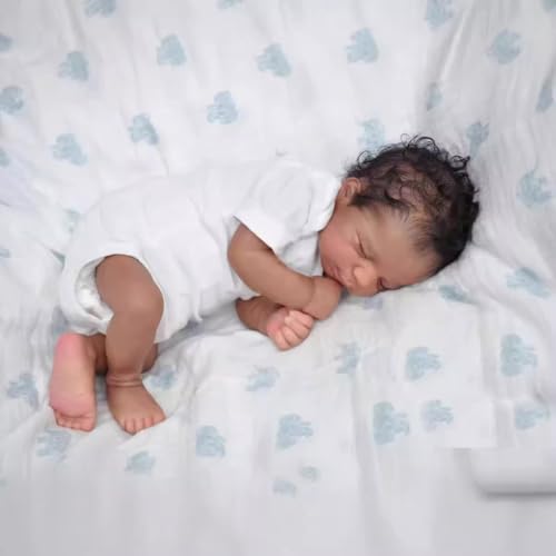 Saskai reborn Realistic Reborn Baby Dolls Black Girl 20inch Lifelike Handmade African American Weighted Real Silicone Tan Skin Sleeping Baby Dolls Closed Eyes Best Gift Set for Age3 - Image 1
