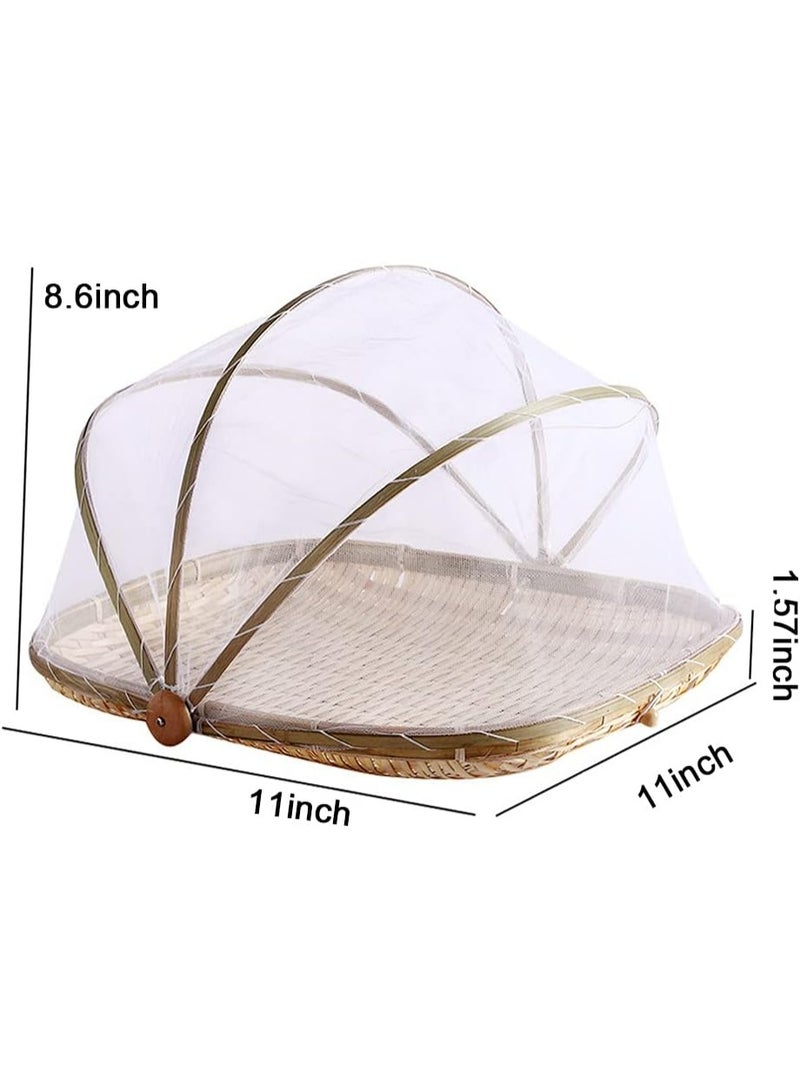 Forart Hand-Woven Food Serving Tent Basket, Fruit Vegetable Bread Cover Storage Container Outdoor Picnic Food Cover Mesh Tent Basket - Image 5