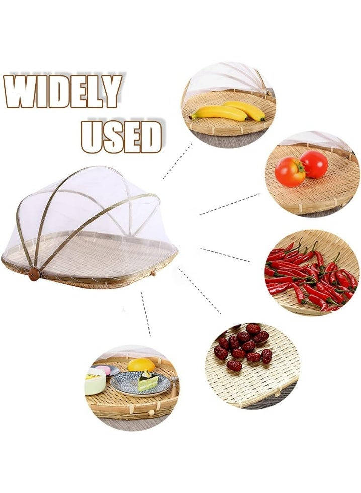 Forart Hand-Woven Food Serving Tent Basket, Fruit Vegetable Bread Cover Storage Container Outdoor Picnic Food Cover Mesh Tent Basket - Image 3