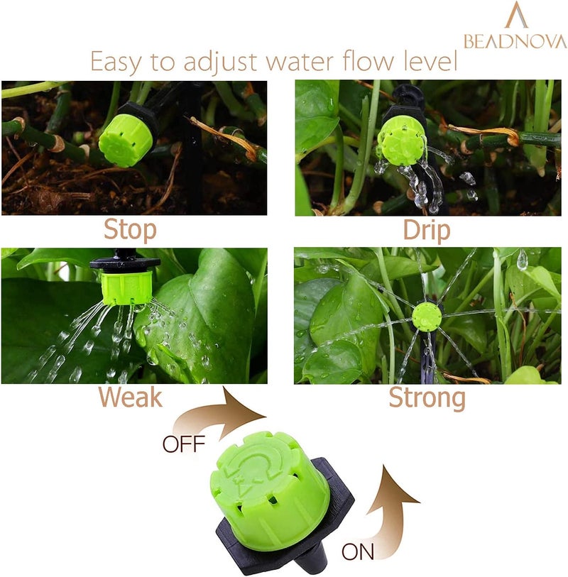 BEADNOVA Drip Emitter 150 Pcs 360 Degree Adjustable Dripper Emitters for Drip Line 1/4 Inch Irrigation Tube Watering System Gardening (Green) - Image 4