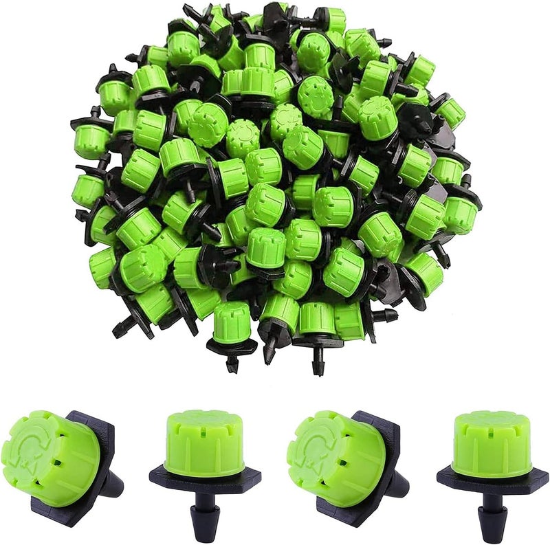 BEADNOVA Drip Emitter 150 Pcs 360 Degree Adjustable Dripper Emitters for Drip Line 1/4 Inch Irrigation Tube Watering System Gardening (Green) - Image 1
