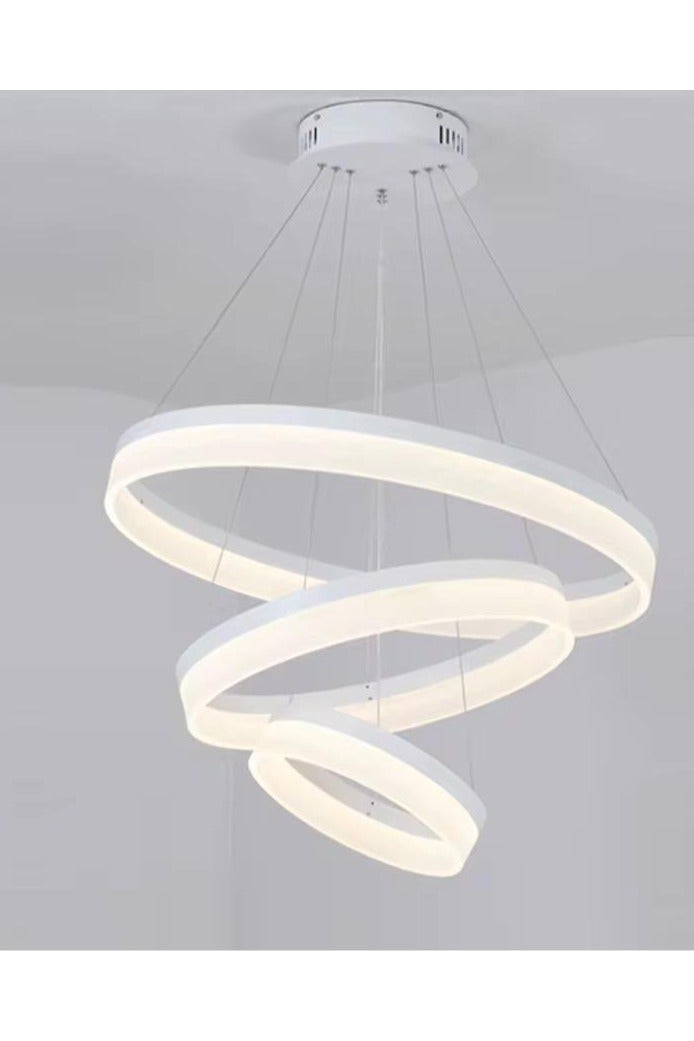 نيرفا نجفة LED مودرن بثلاث ألوان إضاءة – فريم أبيض بتصميم أنيق - Image 2