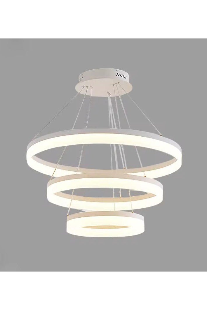 نيرفا نجفة LED مودرن بثلاث ألوان إضاءة – فريم أبيض بتصميم أنيق - Image 3