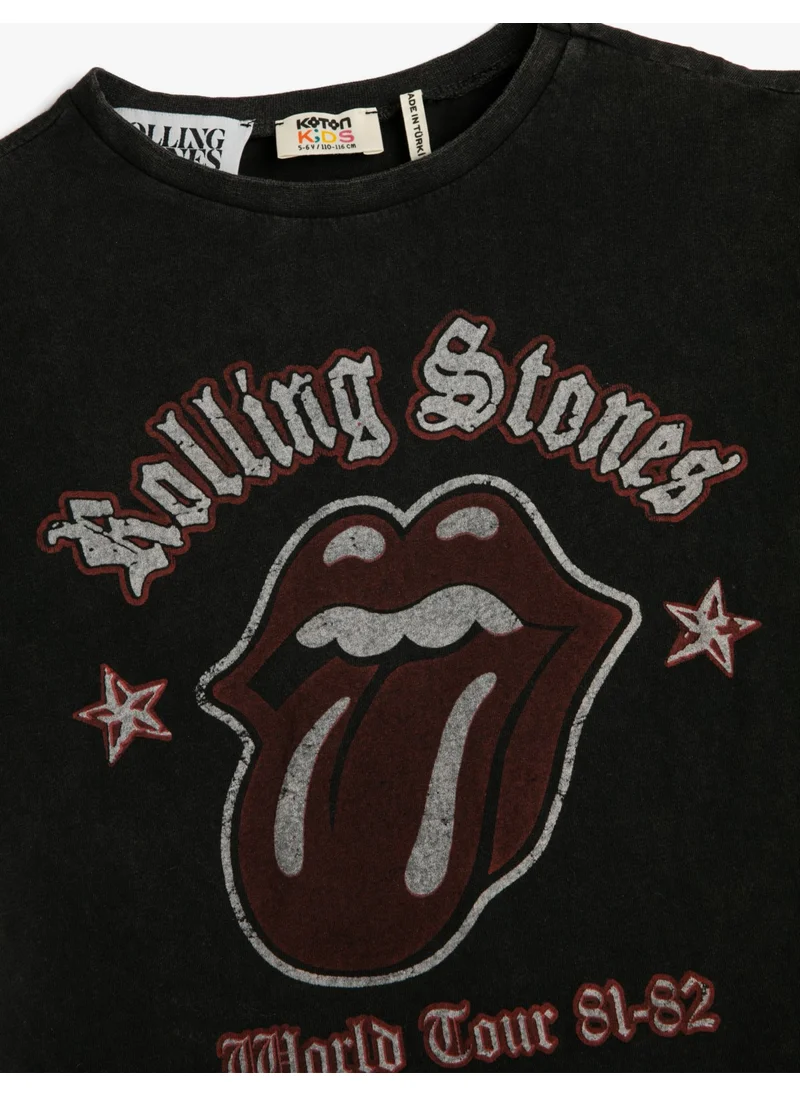 KOTON Rolling Stones T-Shirt Licensed Short Sleeve Crew Neck Cotton