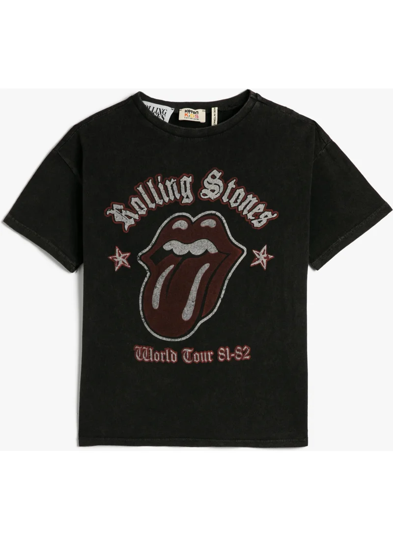 KOTON Rolling Stones T-Shirt Licensed Short Sleeve Crew Neck Cotton