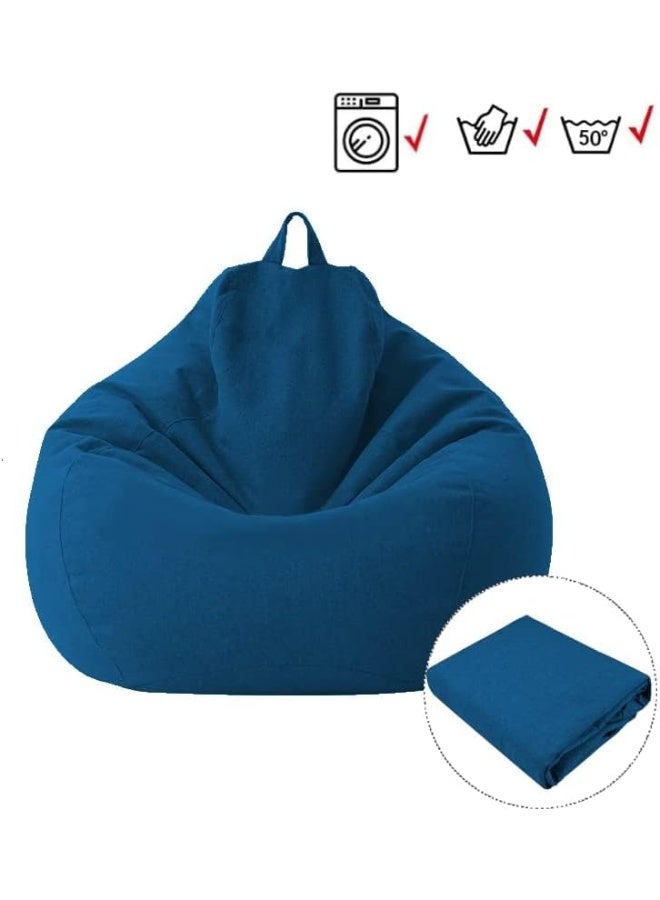 MostNow Portable Classic Bean Bag Chair Sofa Cover, Highback Beanbag Chair,Lazy Lounger Bean Bag Storage Chair Cover for Adults and Kids without Filling (Blue) - Image 2