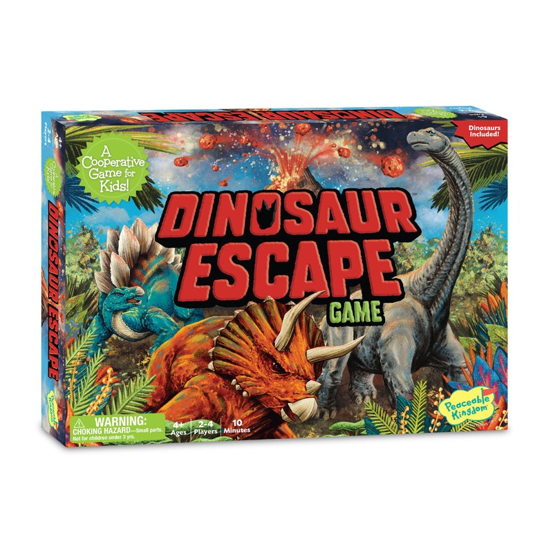 Peaceable Kingdom Dinosaur Escape Cooperative Board Game, 4+ Years, 2-4 Players, 10 Min Playtime - Image 1