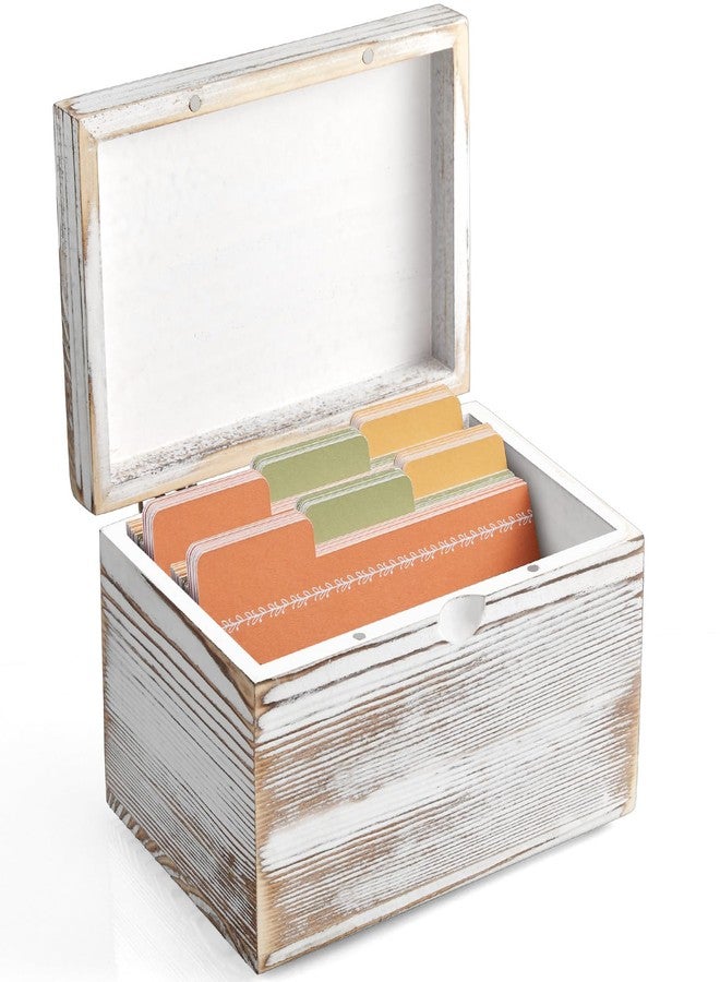 DRASTAR Index Card Holder, Index Card Organizer 3x5, Index Card Holder with Dividers for Desk, Index Card Storage Case, Note Card Box, Retro White - Image 1
