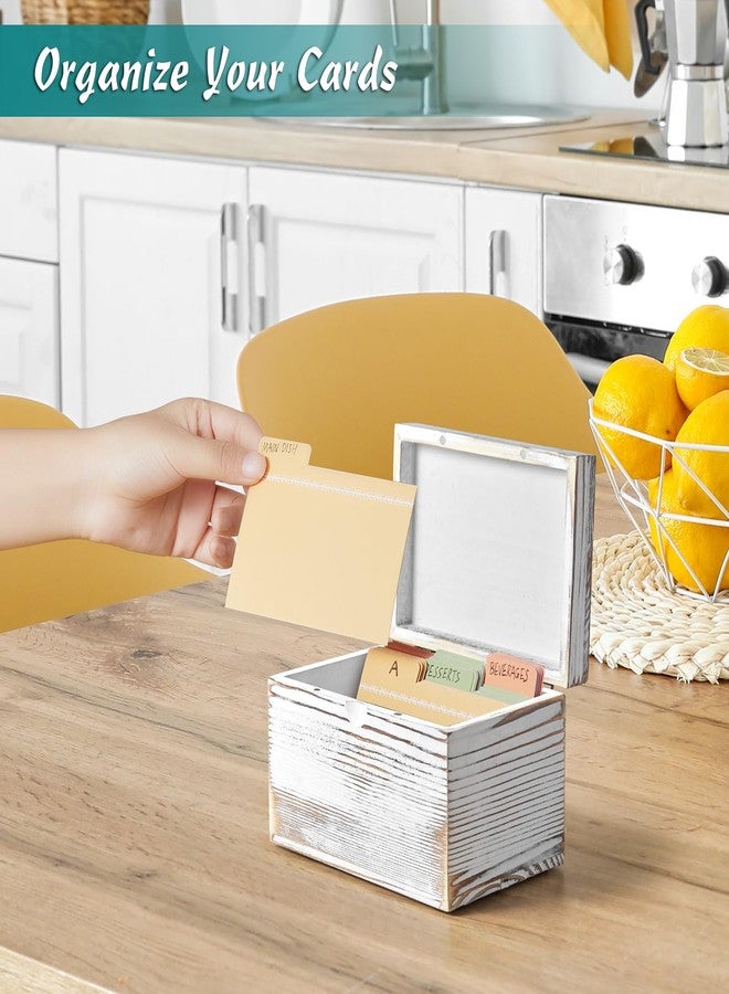 DRASTAR Index Card Holder, Index Card Organizer 3x5, Index Card Holder with Dividers for Desk, Index Card Storage Case, Note Card Box, Retro White - Image 3