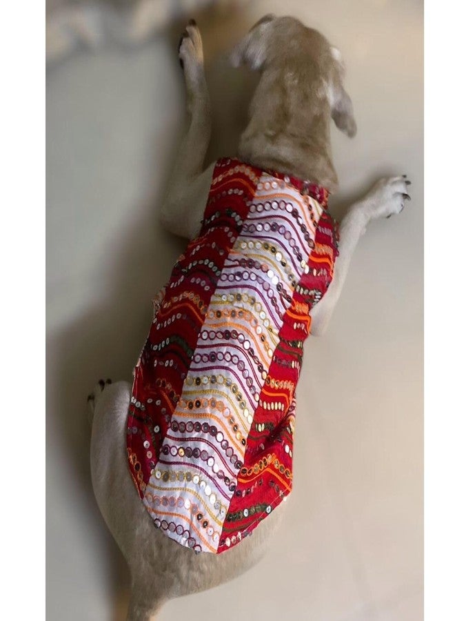 Lulala Traditional Dog Dress for Small, Medium & Large Dogs – Red Ethnic Festive Outfit with Elegant Embroidery | Comfortable Pet Costume for Weddings, Festivals & Celebrations - Image 5