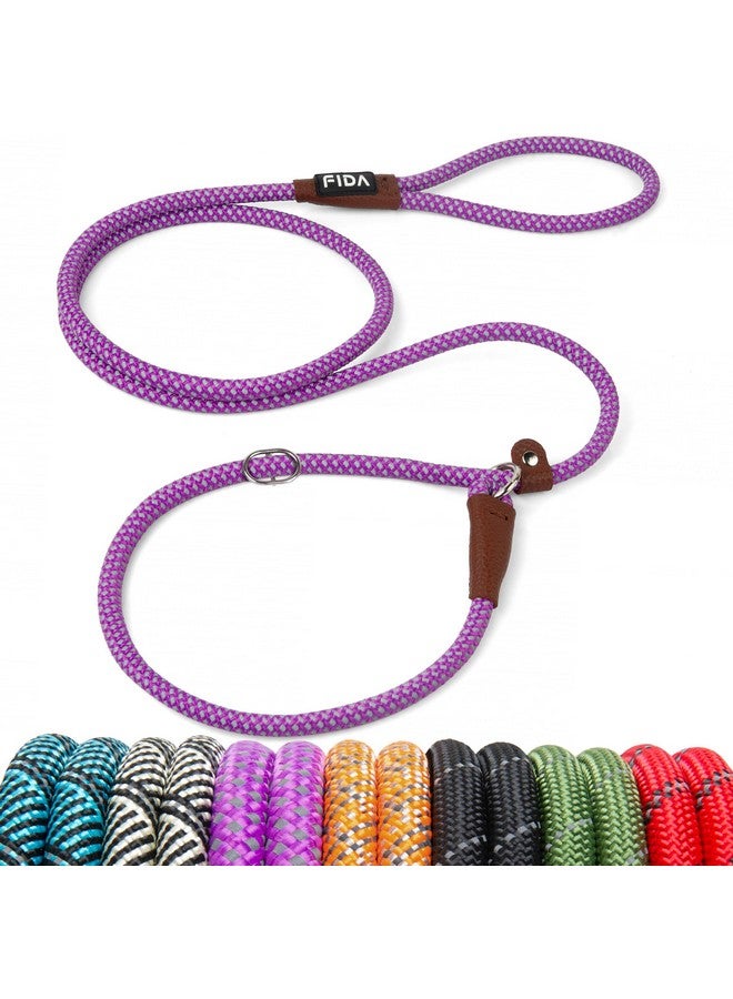 فيدا سلسلة فيدا متينة وقابلة للانزلاق - سلسلة حلقية متينة للكلاب بطول 6 أقدام × 3/8 بوصة للكلاب الصغيرة والجراء، سلسلة تدريب للحيوانات الأليفة بدون سحب مع خياطة عاكسة للغاية (أرجواني) - Image 1