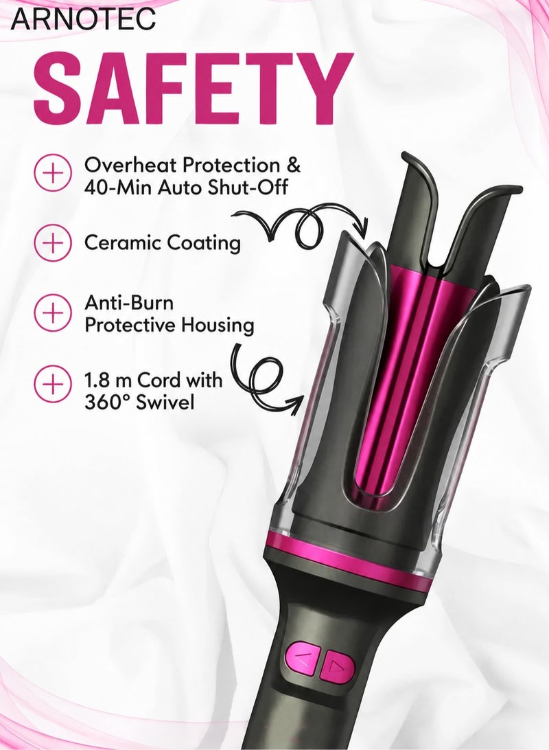 ARNOTEC Automatic 32mm Ionic Hair Curler with Beep Alert, Ceramic Coating, Anti-Scald Cover, 6 Temperature Levels (130–230°C), Auto Shut-Off, 360° Swivel Cord - Image 5