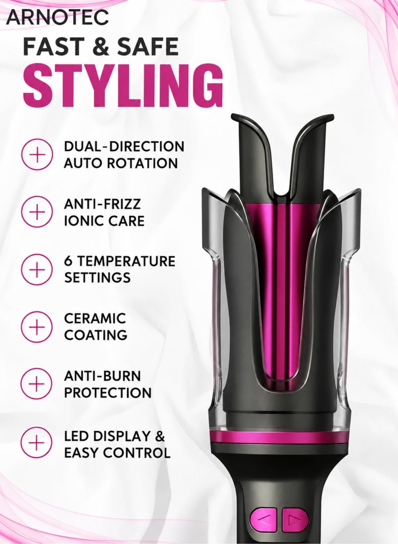 ARNOTEC Automatic 32mm Ionic Hair Curler with Beep Alert, Ceramic Coating, Anti-Scald Cover, 6 Temperature Levels (130–230°C), Auto Shut-Off, 360° Swivel Cord - Image 3