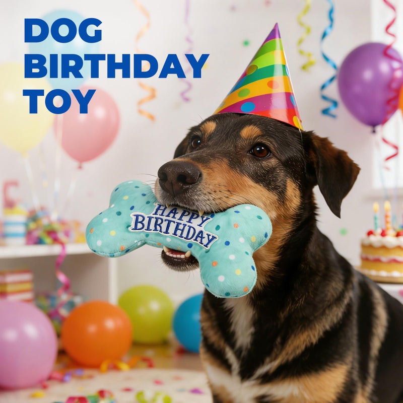 Prime Pets Dog Birthday Toys, Plush Dog Squeaky Toys, Stuffed Puppy Chew Toy for Small Medium Large Dogs, Bone Pet Toy - Image 5