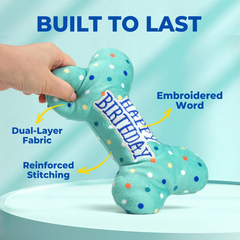 Prime Pets Dog Birthday Toys, Plush Dog Squeaky Toys, Stuffed Puppy Chew Toy for Small Medium Large Dogs, Bone Pet Toy - Image 4