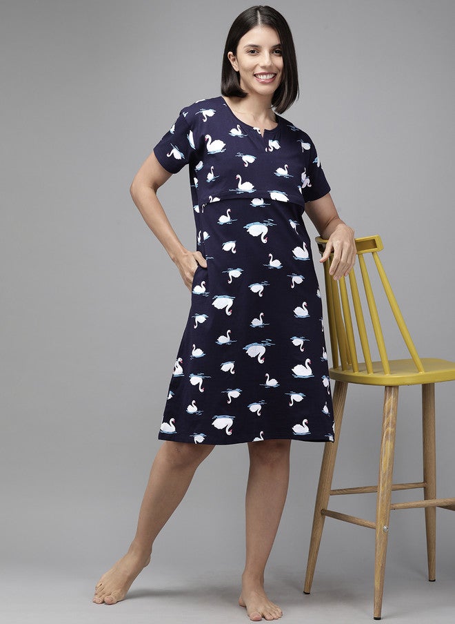 Zeyo Conversational Printed Pure Cotton Nightdress - Image 1