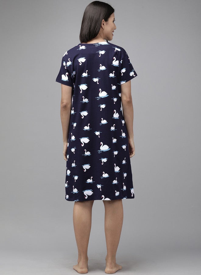 Zeyo Conversational Printed Pure Cotton Nightdress - Image 4