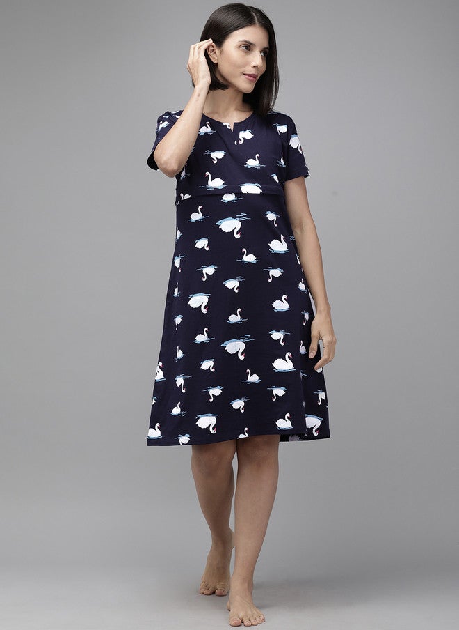 Zeyo Conversational Printed Pure Cotton Nightdress - Image 5