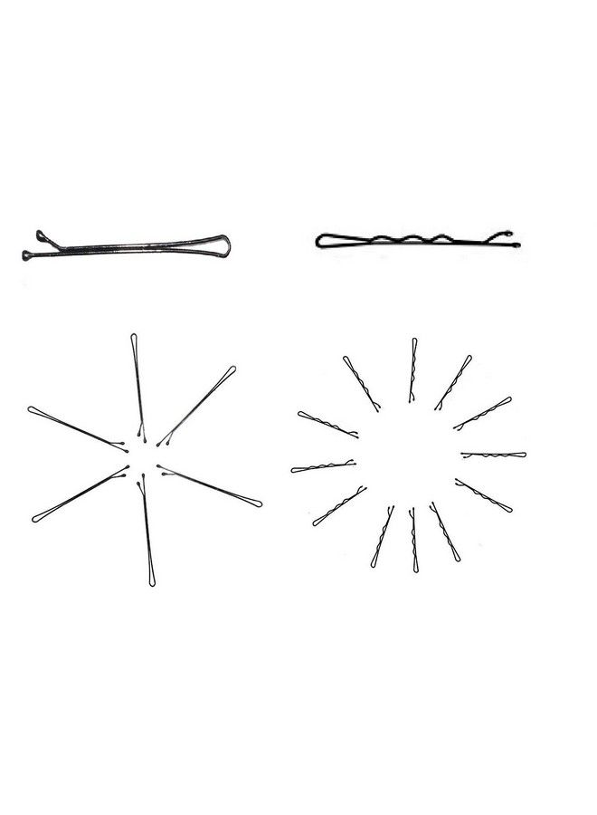 FOK Set Of 60 Pcs Of Hair Pins 30 Pcs (7 Cm) Of Curve Bob Bobby Hair Pins And 30 Pcs (6.7 Cm) Of Plain Bobby Hair Grip Or Clip For Girls & Women Black - Image 2