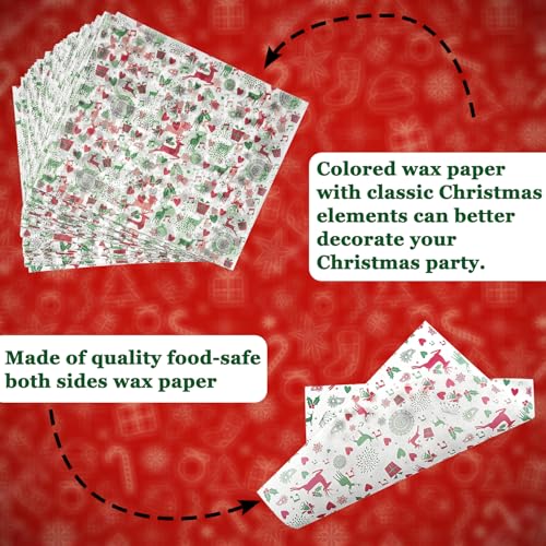CAMKYDE 100 Pcs Christmas Wax Paper Sheets - Grease Proof for Food, Deli Paper Holiday Use (Reindeer) - Image 3