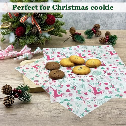 CAMKYDE 100 Pcs Christmas Wax Paper Sheets - Grease Proof for Food, Deli Paper Holiday Use (Reindeer) - Image 4