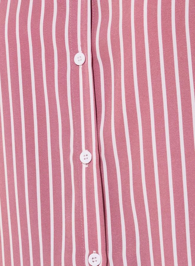 تايك تو Stripes Oversize Spread Collar Shirt