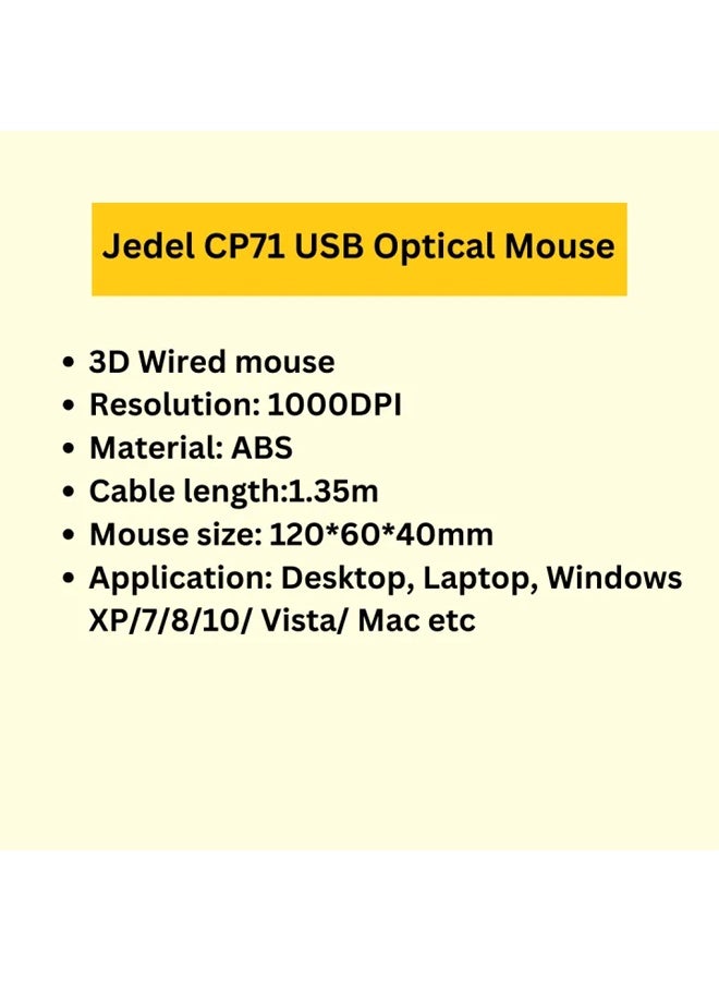 جي ديل ماوس Jedel CP71 البصري USB: تنقل سلس وتحكم دقيق - Image 4