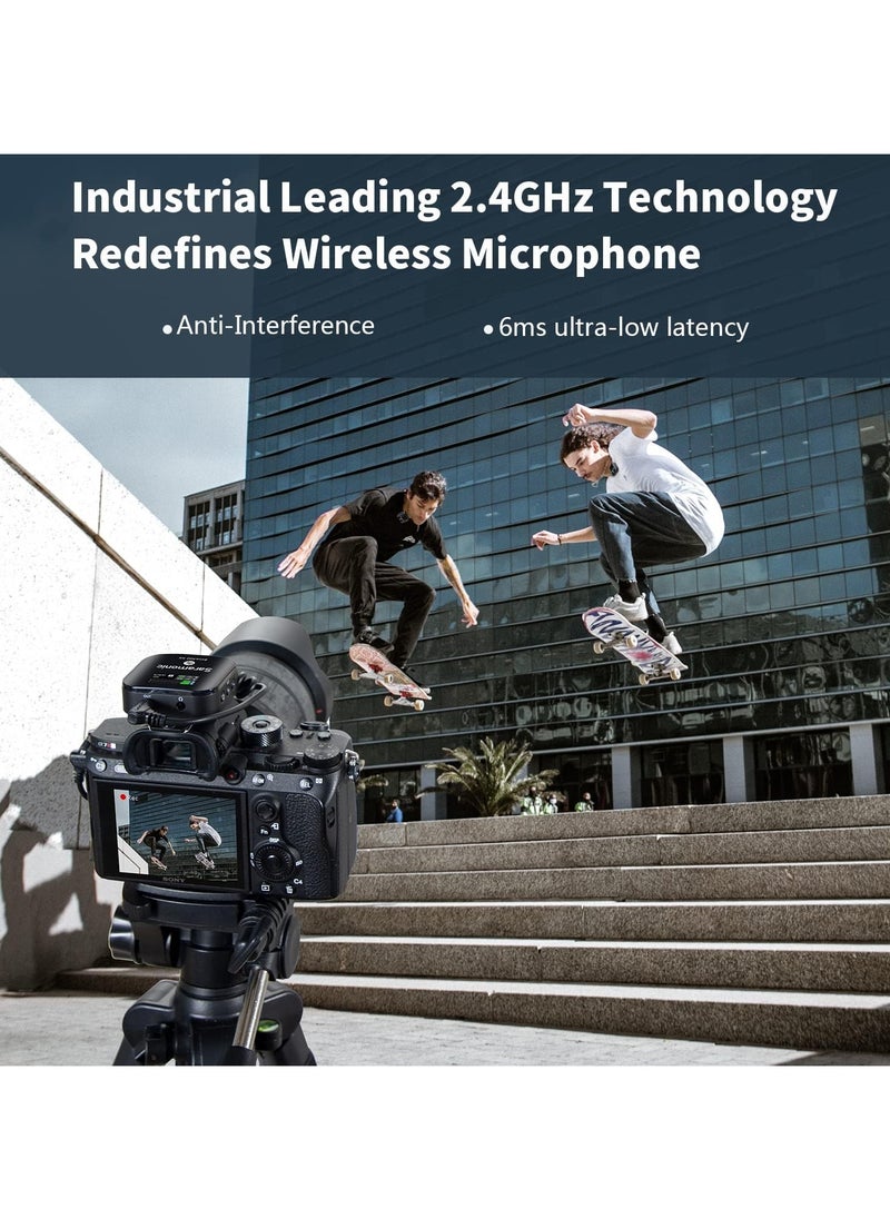Blink900 B2 2.4GHz Dual-Channel Wireless Microphone System Real-time Monitoring for DSLR Cameras, Camcorders, iPhone, Android Smartphones, and Tablets