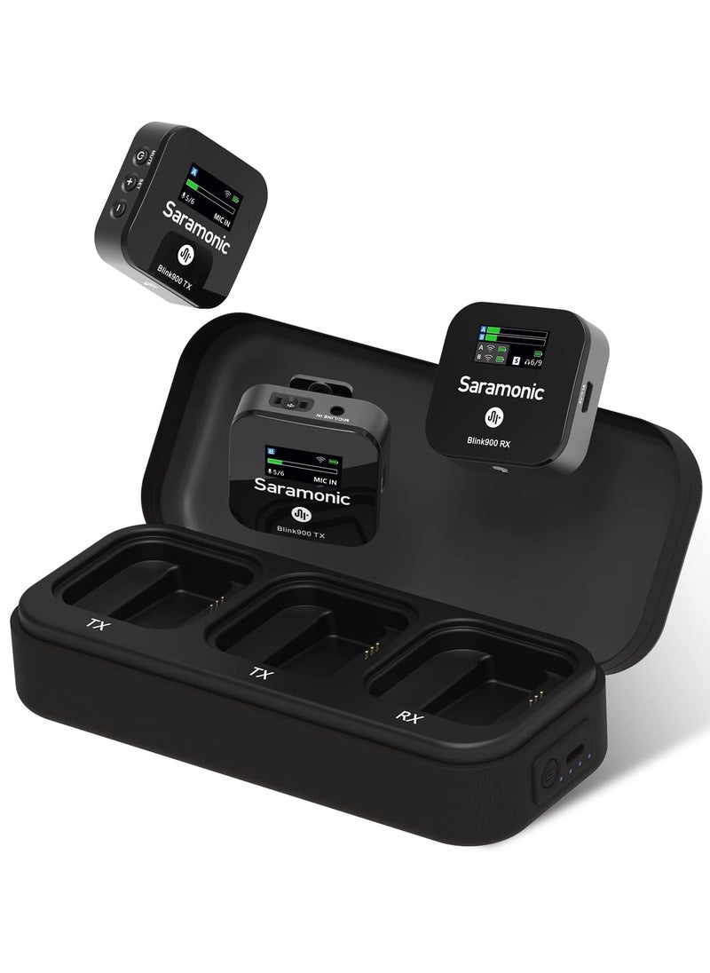 Blink900 B2 2.4GHz Dual-Channel Wireless Microphone System Real-time Monitoring for DSLR Cameras, Camcorders, iPhone, Android Smartphones, and Tablets