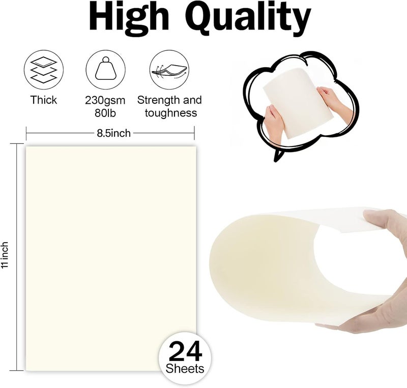 Goefun 24 Sheets Cream Cardstock 8.5 x 11, 80lb Printer Paper for Crafting and Office Use - Image 2