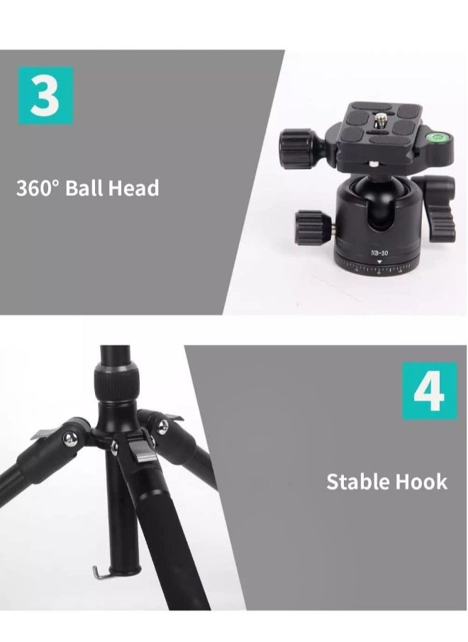 DUSALA 2-IN-1 Monopod tripod 360° Rotation Ball Head with Stable Hook 2-IN-1 Monopod Professional Tripod Stand for Tablet Mobile DSLR camera Action camera(Type 325-NB30)  - Image 4