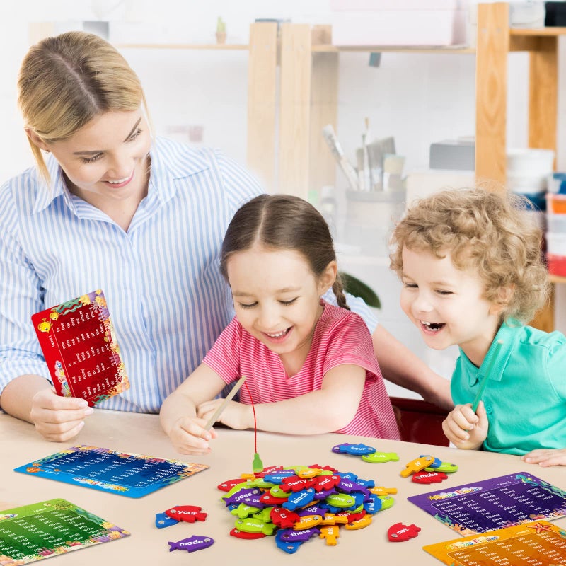spring flower SpringFlower Wooden Magnetic Sight Word Fishing Game, Sight Word Educational Toy for Age of 3,4,5,6 Year Old Kids, Boys & Girls,Homeschool,Visual, Tactile and Auditory Learning - Image 5
