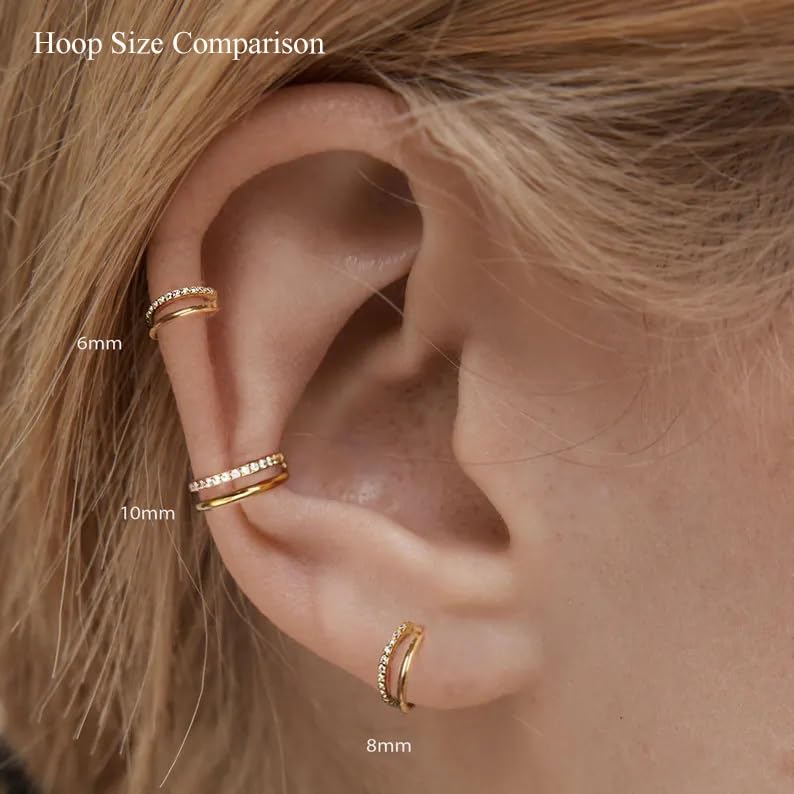 NONTAI 18G Helix Piercing Jewelry Titanium Cartilage Earrings for Women Cartilage Hoops Double Hoop Helix Earrings Rook Tragus Piercing Jewelry - Image 3