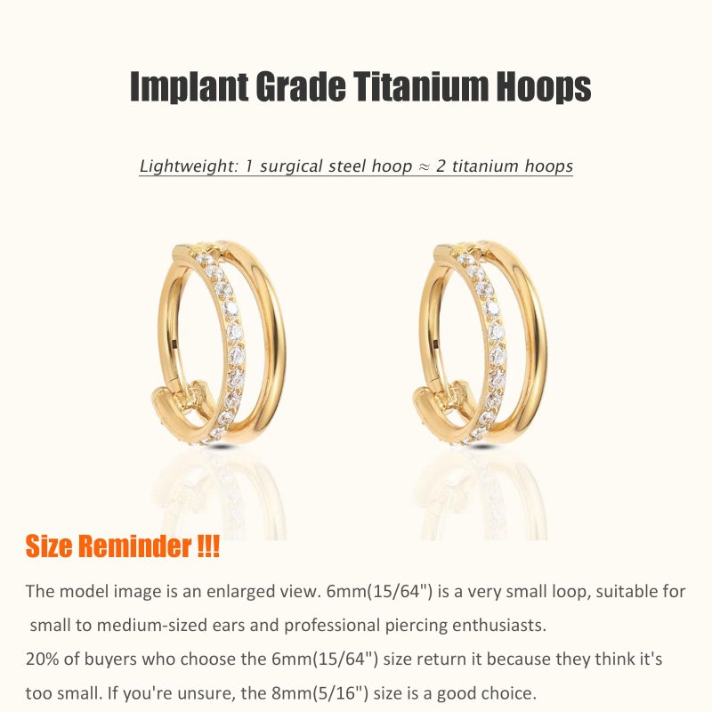 NONTAI 18G Helix Piercing Jewelry Titanium Cartilage Earrings for Women Cartilage Hoops Double Hoop Helix Earrings Rook Tragus Piercing Jewelry - Image 2