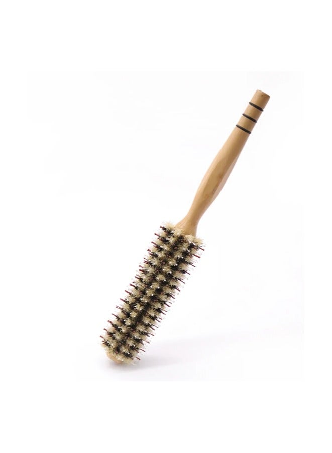 Bristle Round Styling Hair Brush – Professional Wooden Handle Curling & Massage Comb for Salon or Home Use – Scalp Care & Volume Styling Tool - Image 1