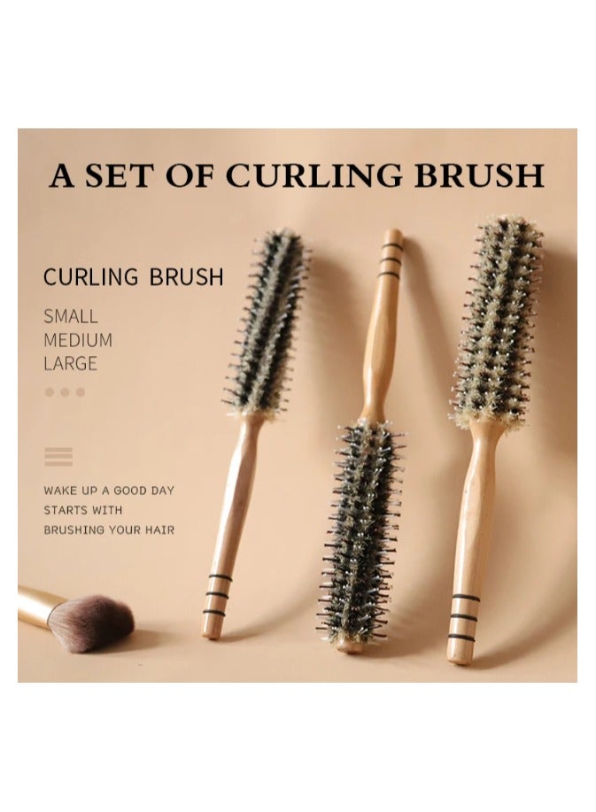 Bristle Round Styling Hair Brush – Professional Wooden Handle Curling & Massage Comb for Salon or Home Use – Scalp Care & Volume Styling Tool - Image 3