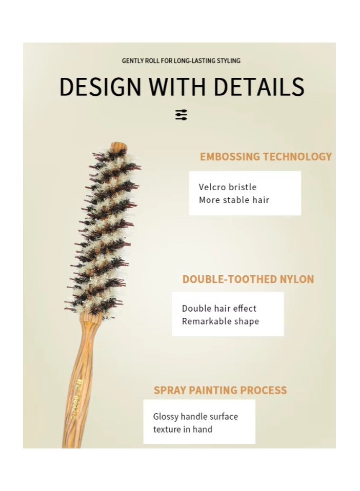 Bristle Round Styling Hair Brush – Professional Wooden Handle Curling & Massage Comb for Salon or Home Use – Scalp Care & Volume Styling Tool - Image 4