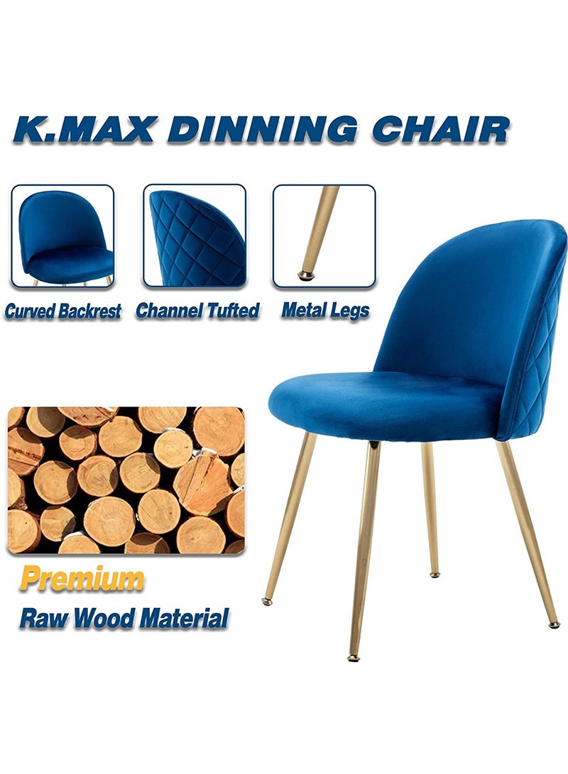 Mahmayi Mahmayi HYDC020 Velvet Blue Dining Chair for Living Room  - Image 2